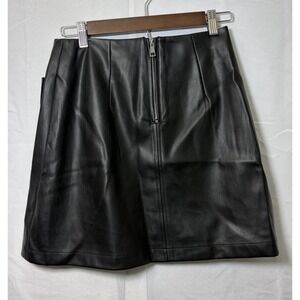 Anthropologie Maeve Faux Leather Mini Skirt Womens Size xs Front Zip Preppy